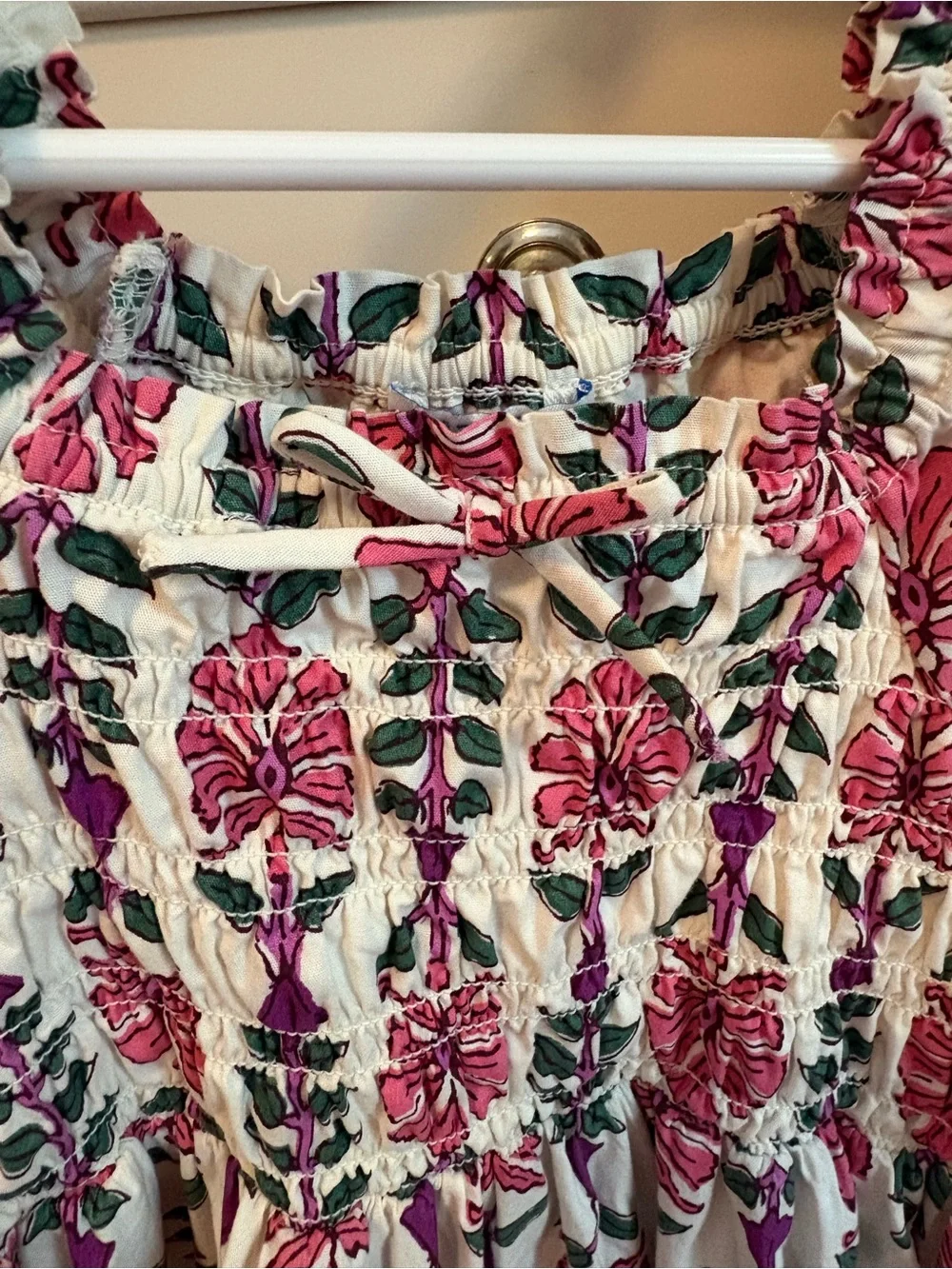 J. Crew Factory Pink Floral Smocked Puff-Sleeve Dress